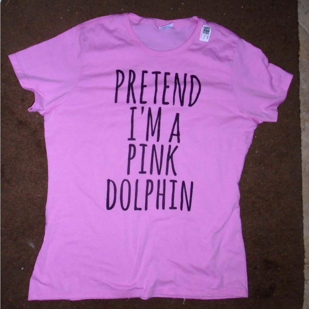 Port and Company‎ Pink Dolphin Graphic Tee - Short Sleeve NWT - Picture 3 of 4